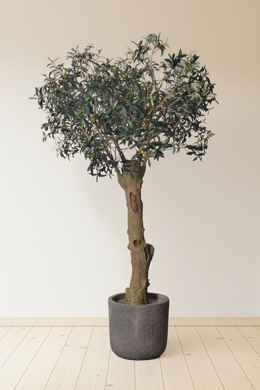 Olive H 2m: Large Artificial Mediterranean Olive Tree with Aged Trunk Texture