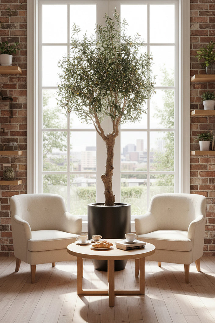 Olive H 2.5m: Large Artificial Mediterranean Olive Tree with Aged Trunk Texture