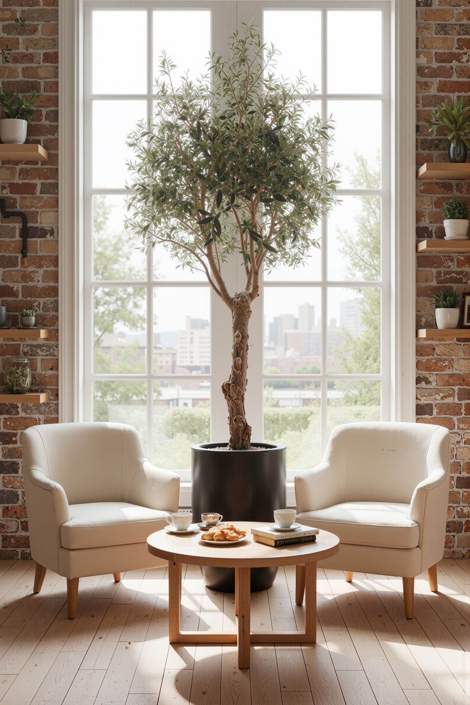 Olive H 2.5m: Large Artificial Mediterranean Olive Tree with Aged Trunk Texture
