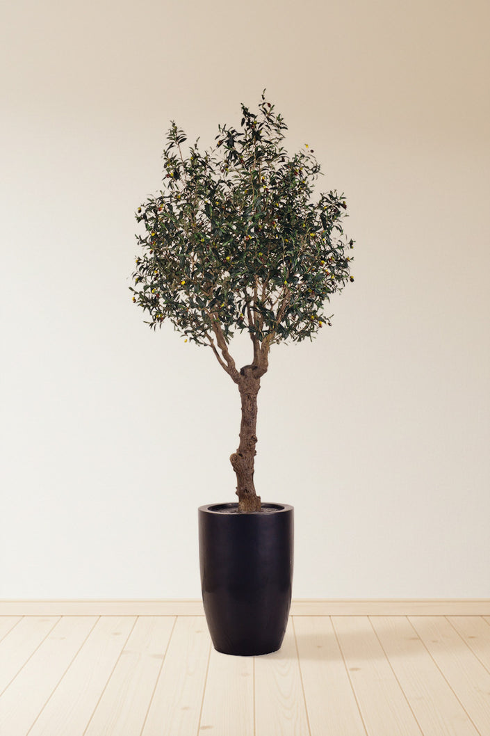 Olive H 2.5m: Large Artificial Mediterranean Olive Tree with Aged Trunk Texture