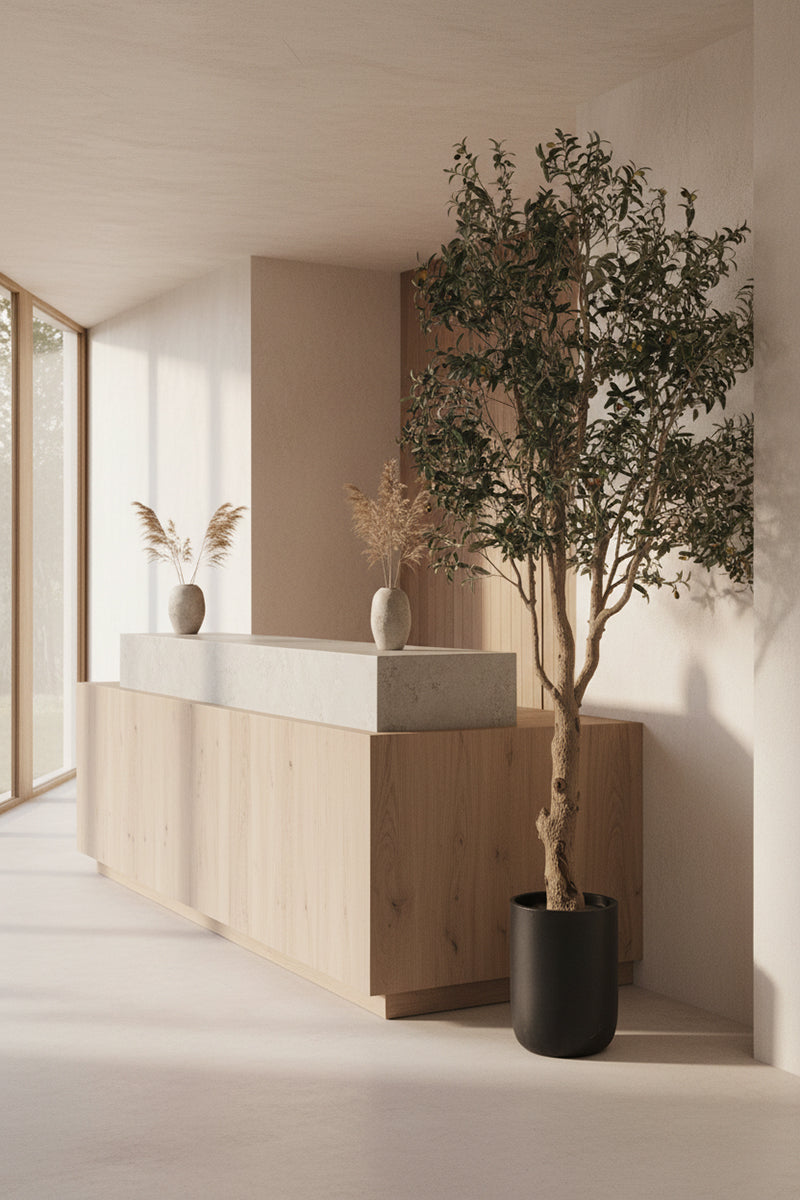 Olive H 2.8m: Large Artificial Mediterranean Olive Tree with Aged Trunk Texture