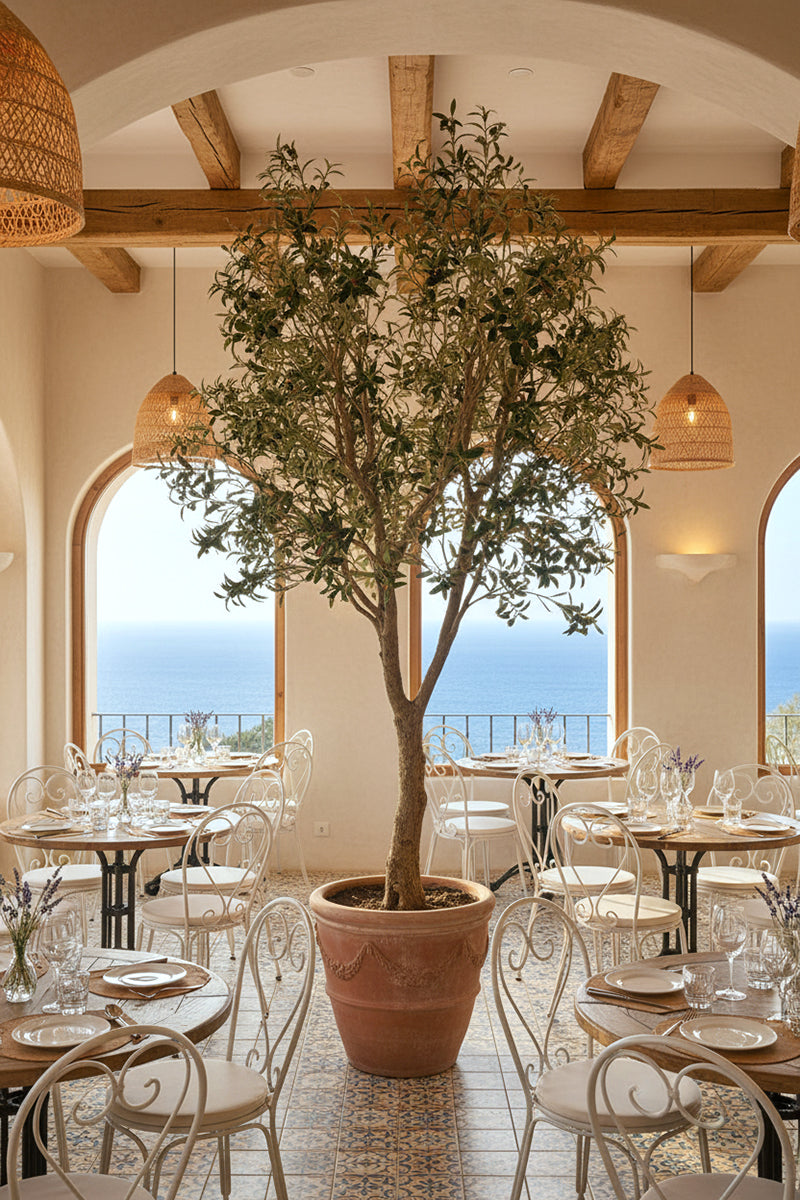 Olive H 2.8m: Large Artificial Mediterranean Olive Tree with Aged Trunk Texture