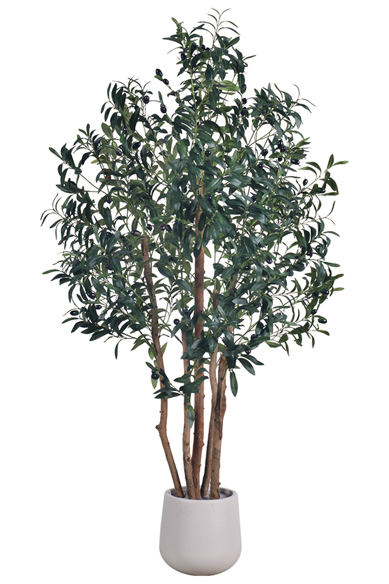 Olive J: Artificial Olive Tree with Multiple Natural-Style Trunks and Dense Foliage