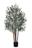 Olive J: Artificial Olive Tree with Multiple Natural-Style Trunks and Dense Foliage