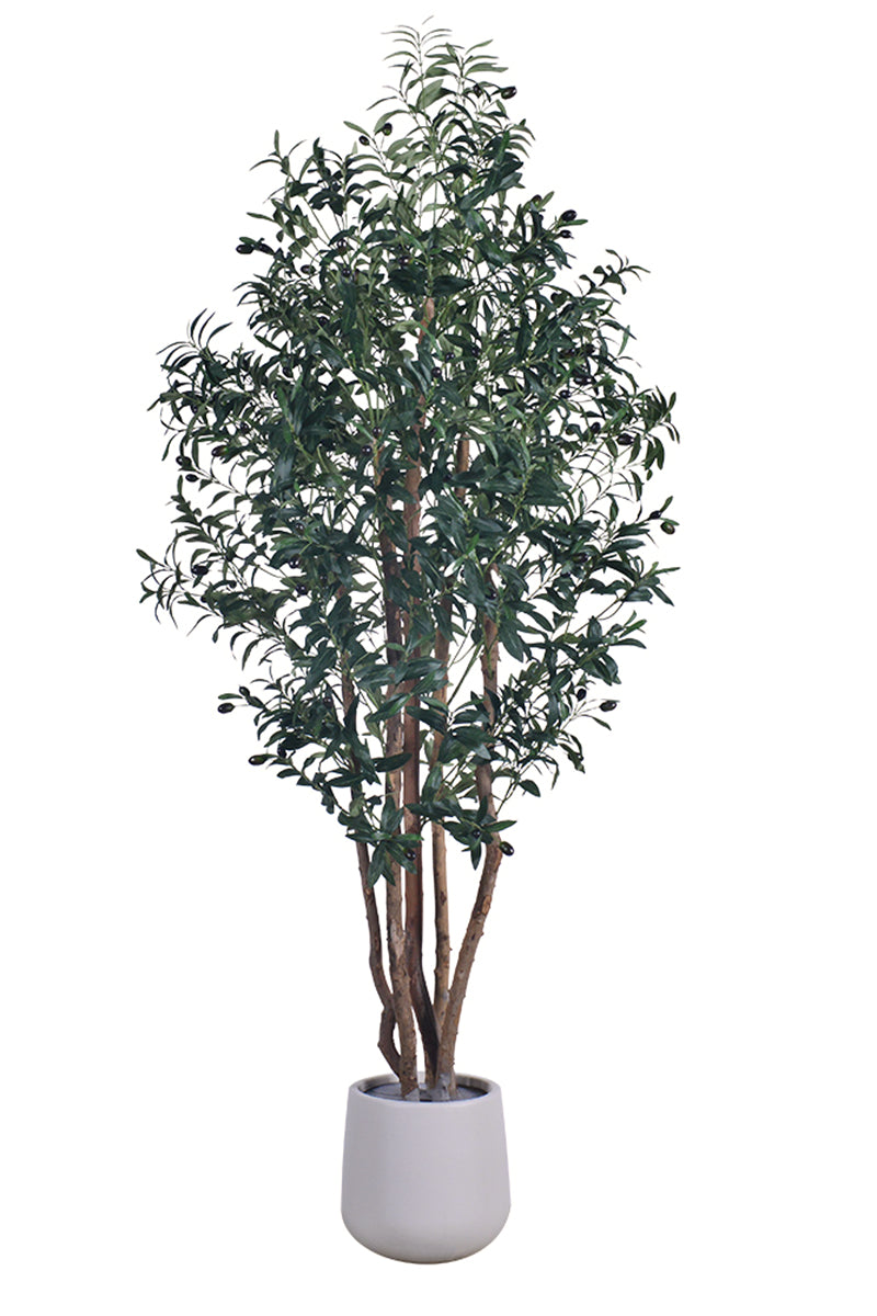 Olive J: Artificial Olive Tree with Multiple Natural-Style Trunks and Dense Foliage