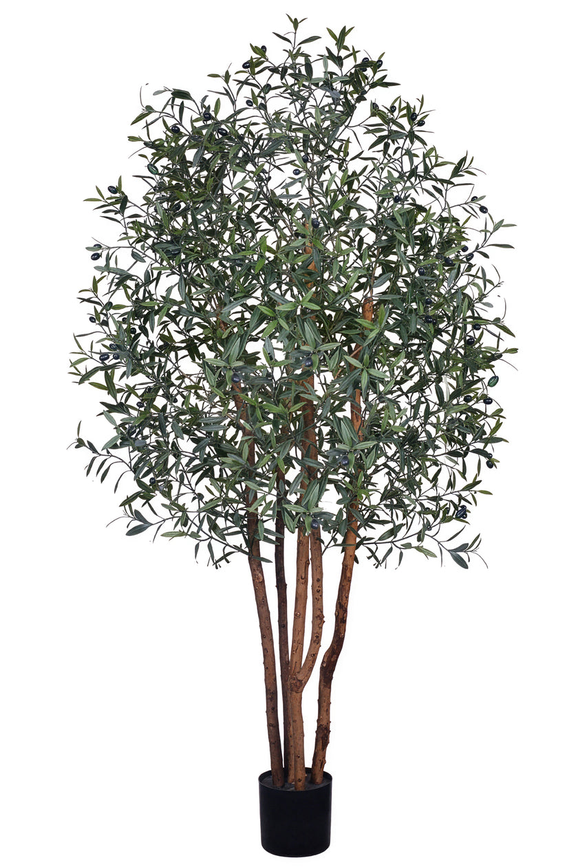 Olive J: Artificial Olive Tree with Multiple Natural-Style Trunks and Dense Foliage