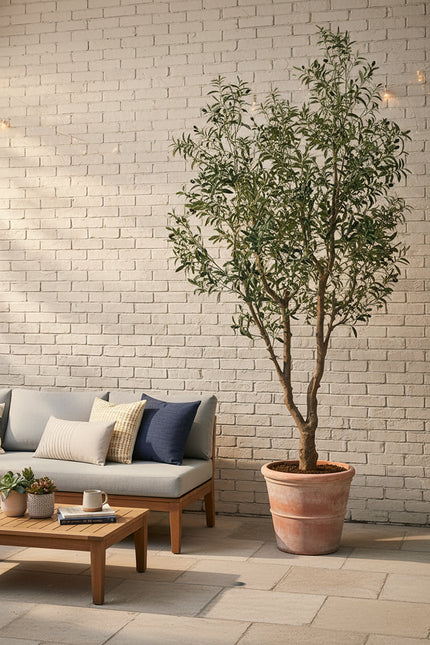 Olive K: Large Artificial Olive Tree with Four-Branch Structure and Textured Bark