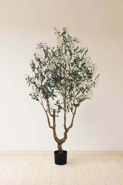 Olive K: Large Artificial Olive Tree with Four-Branch Structure and Textured Bark