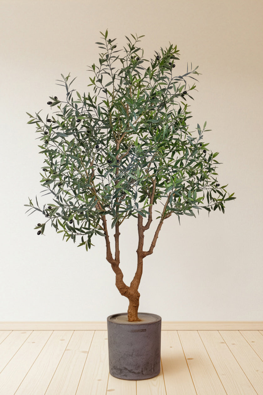 Olive K: Large Artificial Olive Tree with Four-Branch Structure and Textured Bark