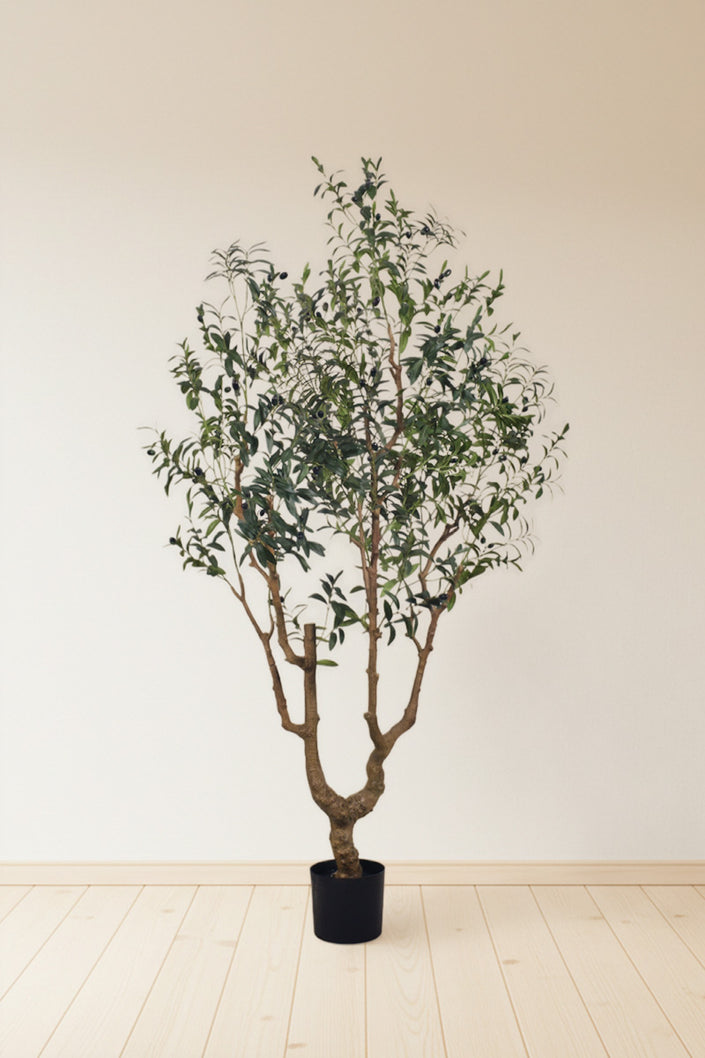 Olive K: Large Artificial Olive Tree with Four-Branch Structure and Textured Bark