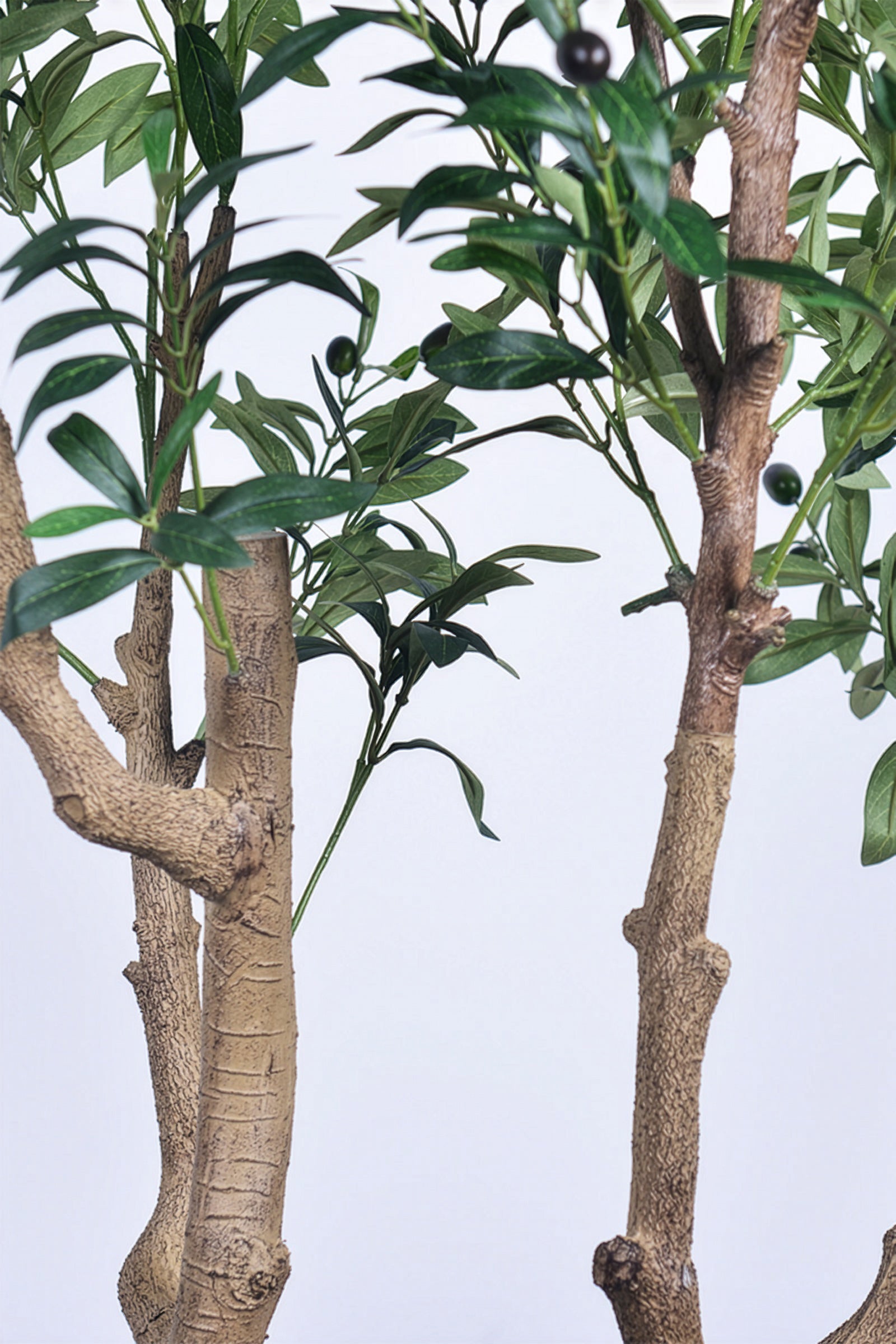 Olive K: Large Artificial Olive Tree with Four-Branch Structure and Textured Bark