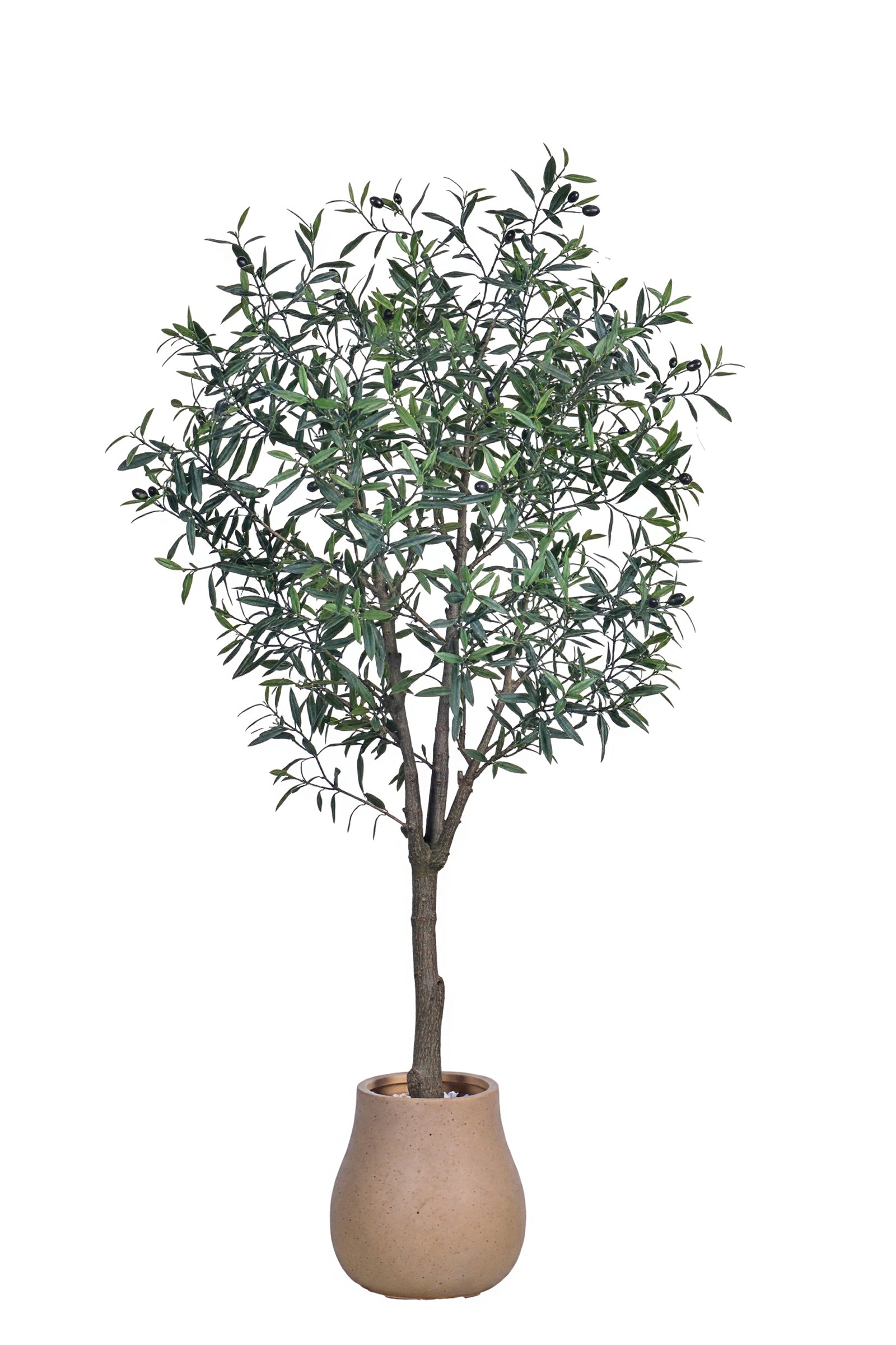 Olive L: Artificial Olive Tree with One-Piece Foliage and Natural-Style Trunk