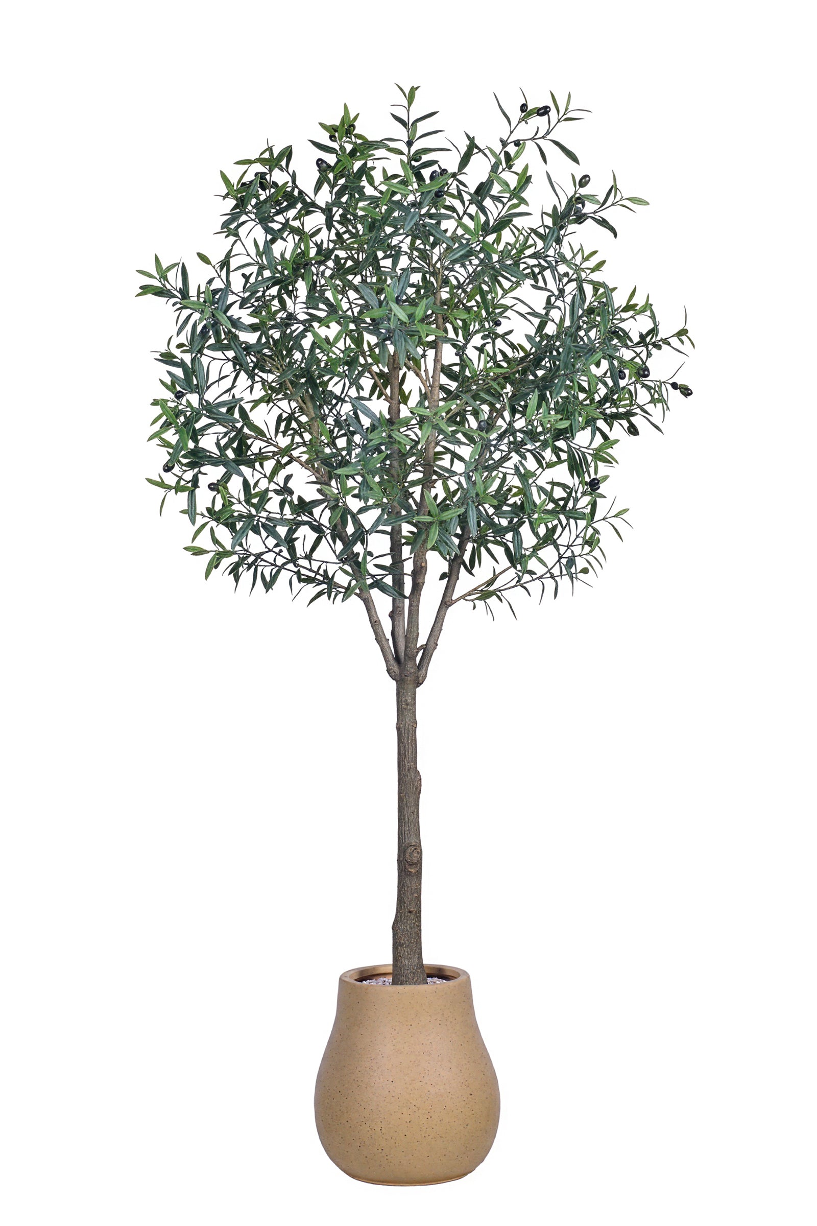 Olive L: Artificial Olive Tree with One-Piece Foliage and Natural-Style Trunk