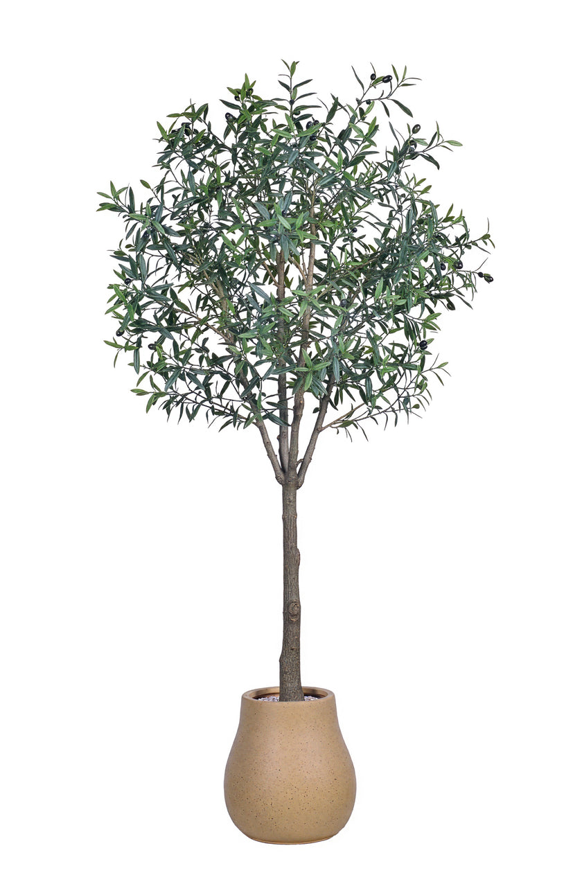 Olive L: Artificial Olive Tree with One-Piece Foliage and Natural-Style Trunk