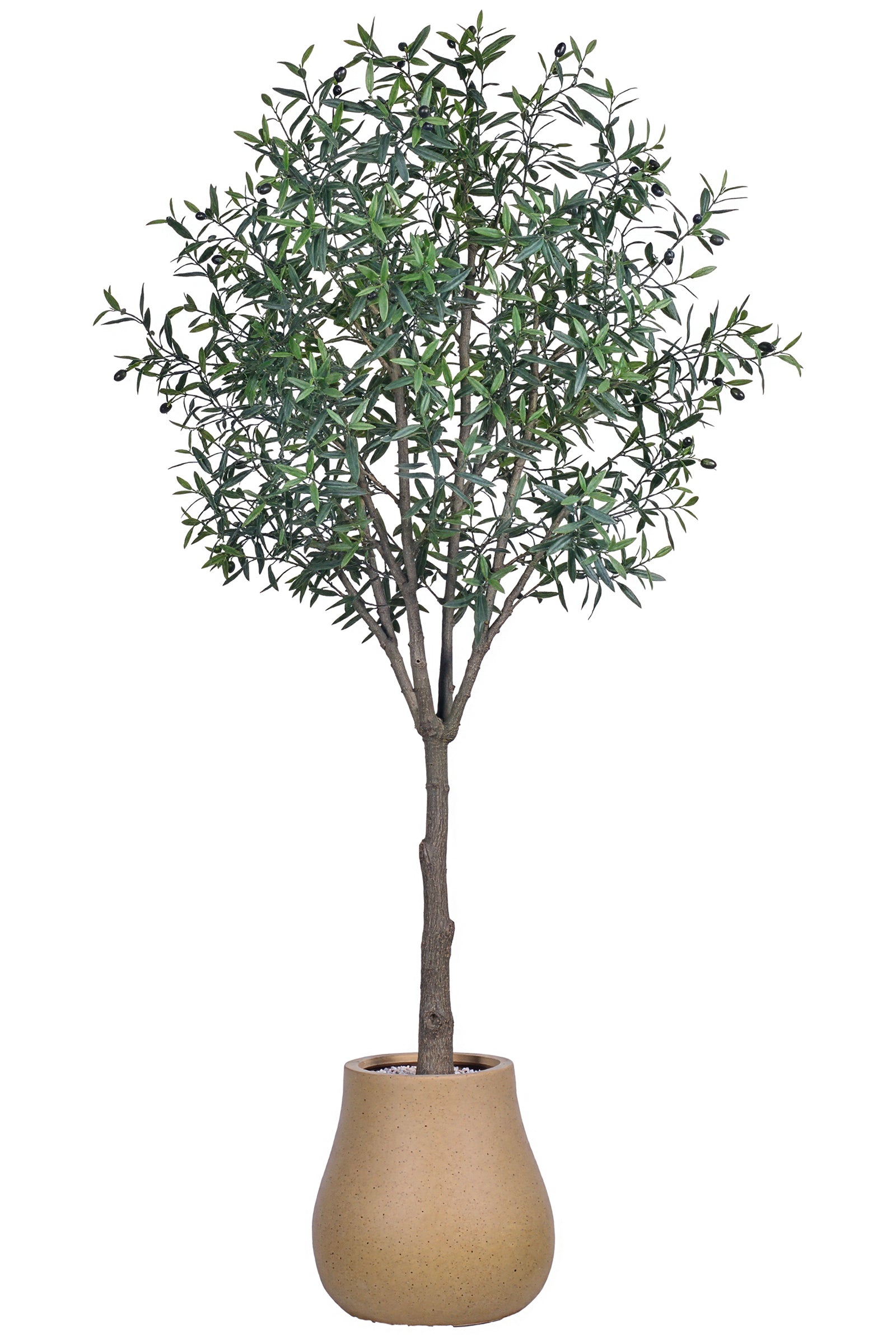 Olive L: Artificial Olive Tree with One-Piece Foliage and Natural-Style Trunk