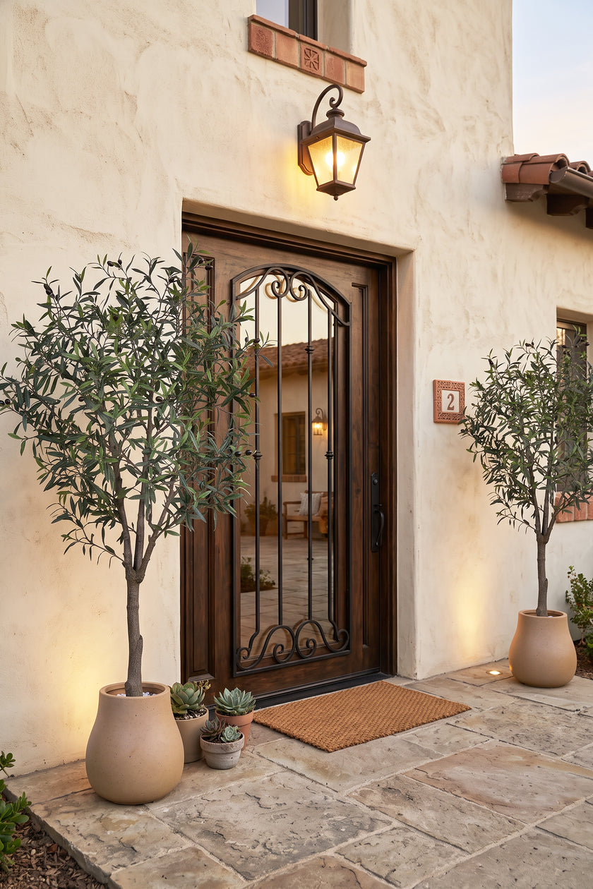 Olive L: Artificial Olive Tree with One-Piece Foliage and Natural-Style Trunk