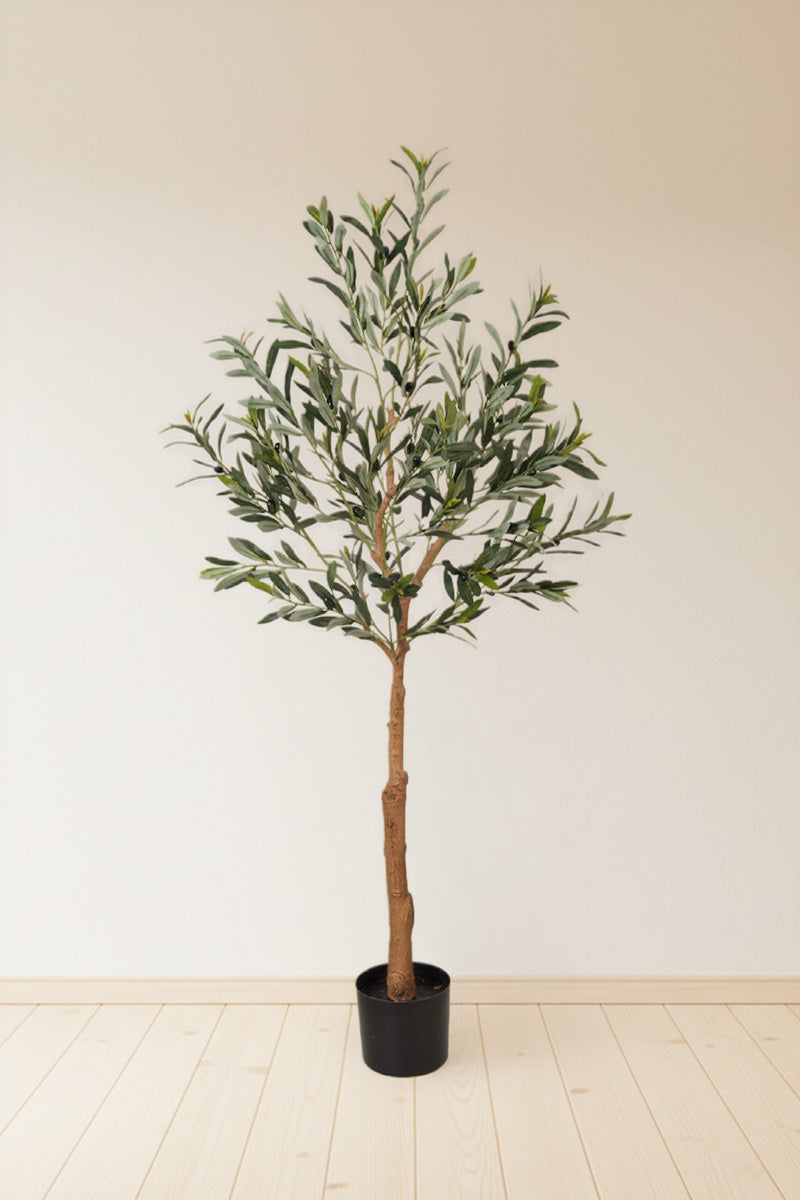 Olive E: Artificial Olive Tree with Silk Broad Leaves and Realistic Olives