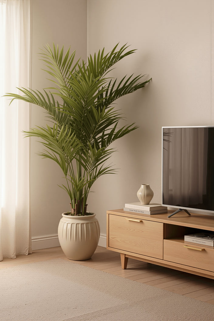 Palm B: Artificial Phoenix Palm Tree with Real-Touch Leaves and Textured Brown Sheath