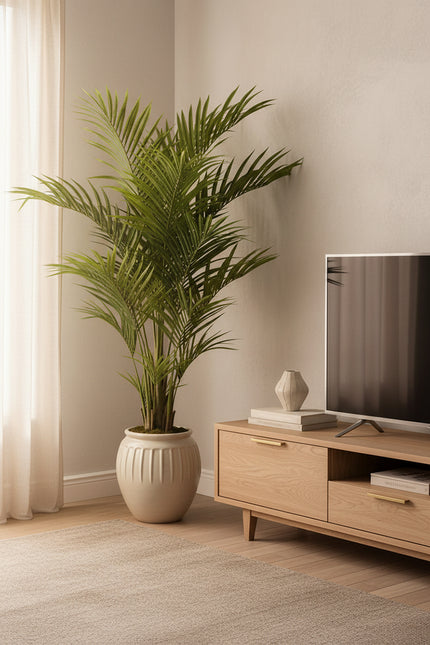 Palm B: Artificial Phoenix Palm Tree with Real-Touch Leaves and Decorative Planter
