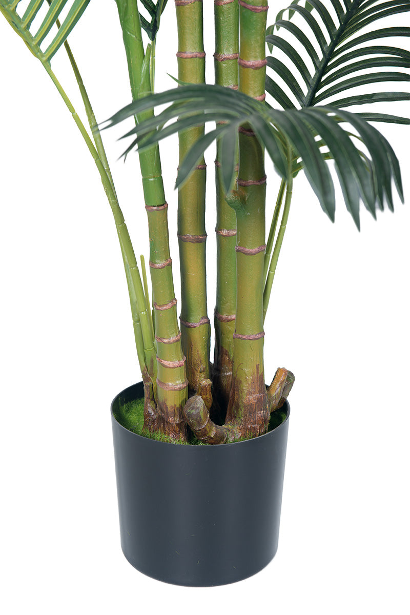 Palm C: Artificial Double-Trunk Cane Palm Tree with Feathered Leaves