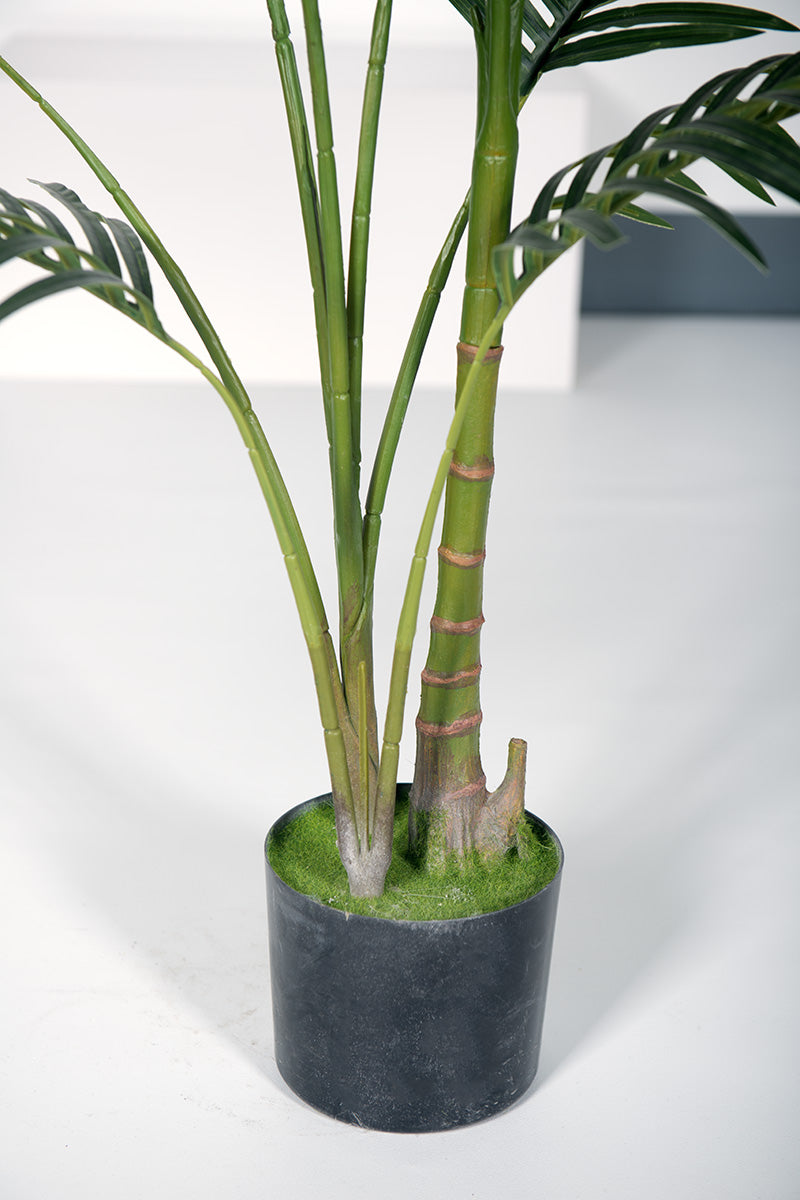 Palm C: Artificial Double-Trunk Cane Palm Tree with Feathered Leaves