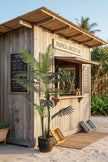 Palm E: Artificial Palm with Cane Palm Trunks and Palm Hair