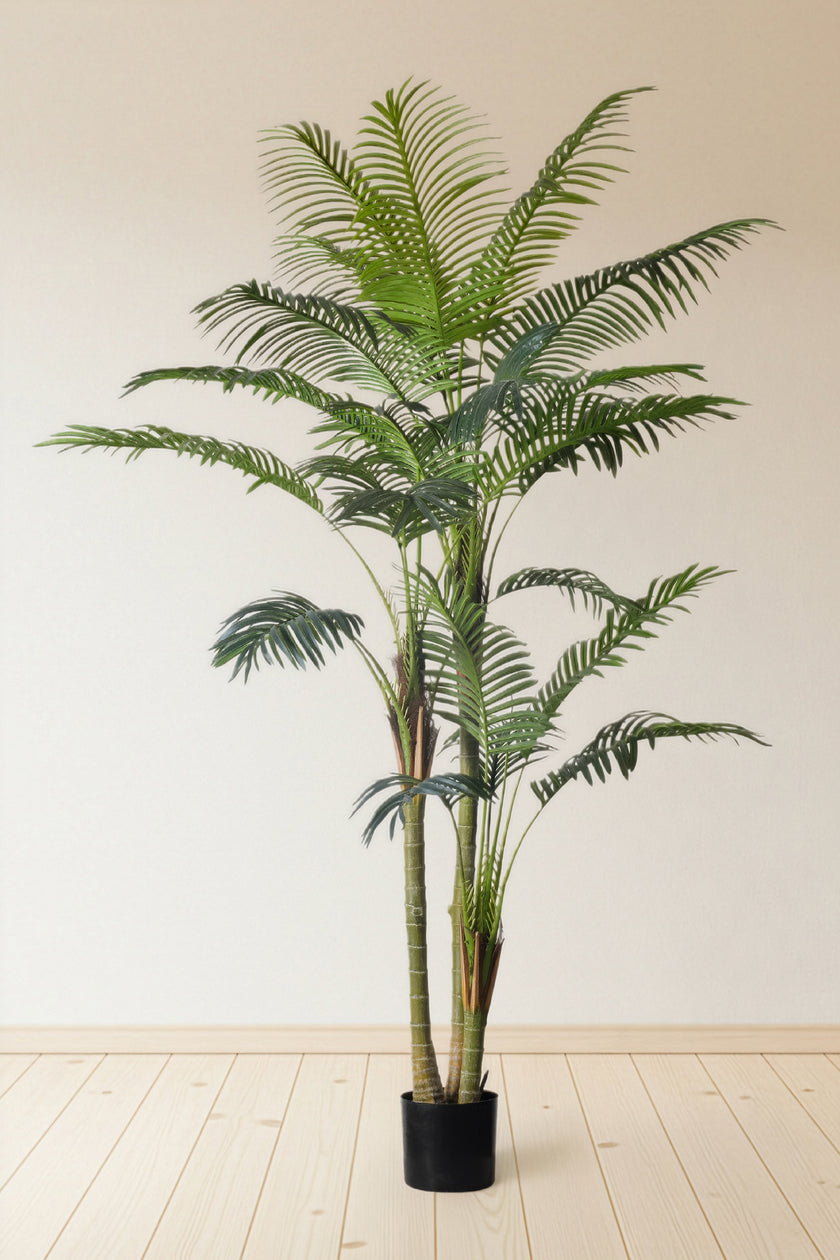 Palm E: Artificial Palm with Cane Palm Trunks and Palm Hair