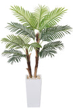 Palm F: Artificial Areca Palm Tree with Fiber Trunk and Tall White Planter