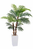 Palm F: Artificial Areca Palm Tree with Fiber Trunk and Tall White Planter