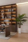 Palm F: Artificial Areca Palm Tree with Fiber Trunk and Tall White Planter