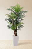Palm F: Artificial Areca Palm Tree with Fiber Trunk and Tall White Planter