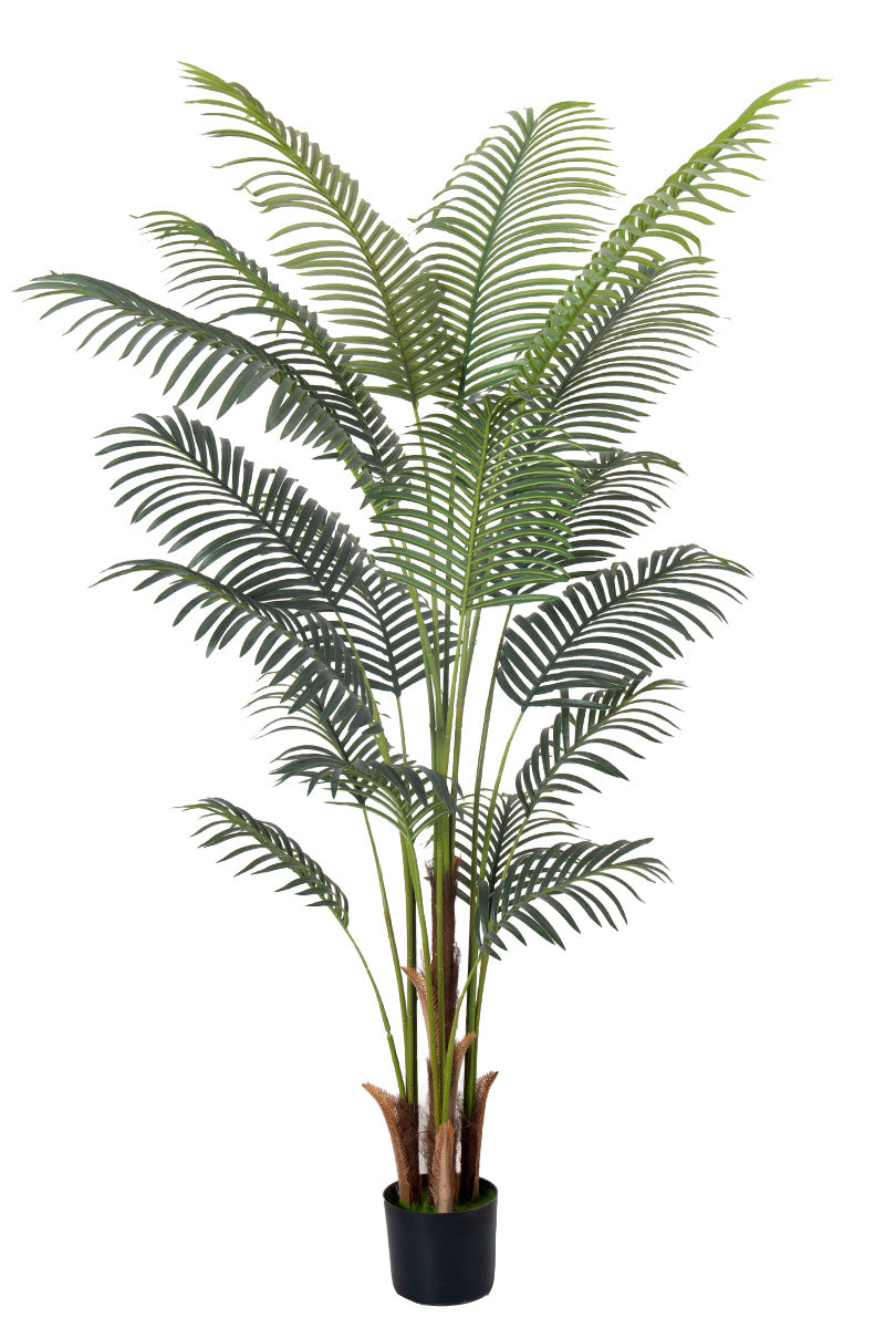 Palm H: Artificial Palm Tree with Realistic Palm Fiber Trunk and Tall Planter