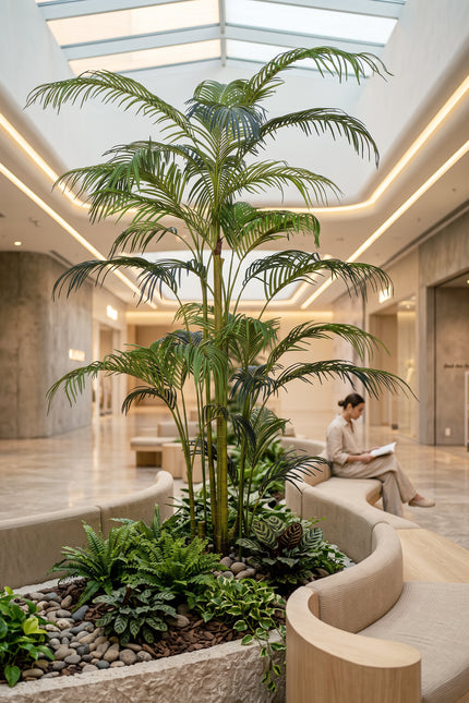 Palm S: Artificial Areca Palm with Silk-Fabric Feathery Fronds