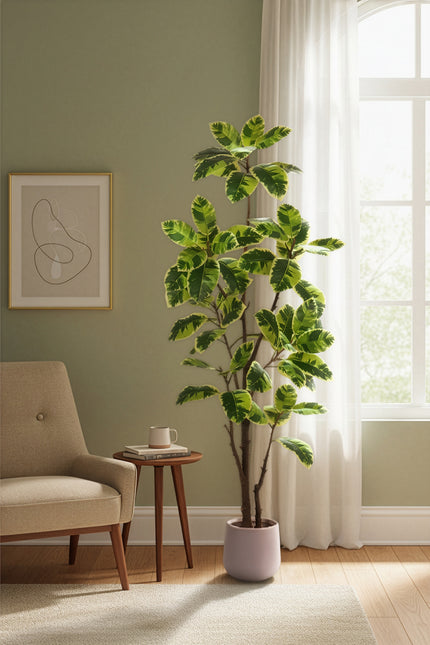 Rubber K: Artificial Rubber Tree with Lush Variegated Foliage