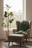 Rubber N: Artifiicial (Ficus Altissima) with Broad Leaves in a White Pot